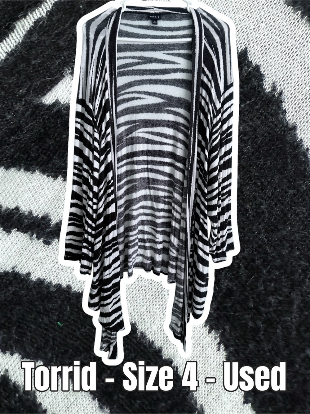 Torrid Black & Gray Striped Open Cardigan